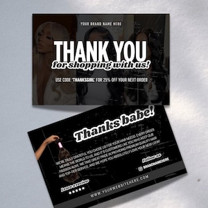 Bearbeitbare Dankeskartenvorlage | Hair Vendor Dankeskarten-Design | Drucken Sie sich Ihre Visitenkarte aus Haare Business Printable | Zum Selbermachen