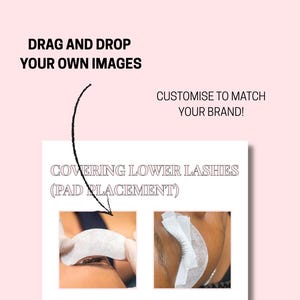Editable lash training manual template for lash artists and beauty educators – fully customizable eyelash extension training guide for beginners and advanced students – perfect Canva template for lash technician courses, lash extension classes, esthetician training, and beauty business branding – includes sections for lash theory, client consultation, lash mapping, aftercare, and certification