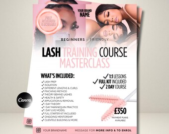 DIY Lash Training Course Flyer Template | 1:1 Lash Masterclass Canva Flyer | Beauty Business Instagram E-Flyer | Editable Lash Course Promo