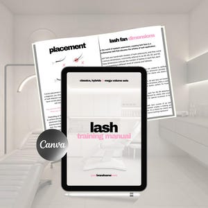 Redigerbar mall för fransträningsmanual | E-bok för ögonfransträning | Masterclass i Lash Business | Utskrivbar Lash Tech-kursguide | 1:1-fransar