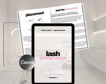 Editable Lash Training Manual Template | Eyelash Training Ebook | Lash Business Masterclass | Printable Lash Tech Course Guide | 1:1 Lashes