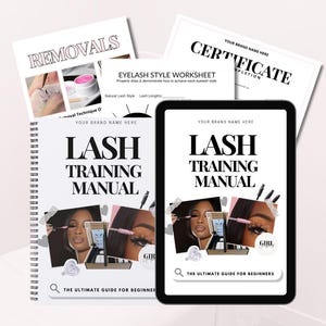 Lash Training Manual Canva Template | 48-Page Editable Lash Course Guide | Lash Educator PLR Ebook
