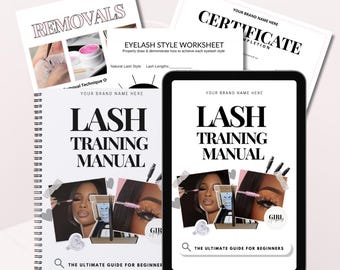 Lash Training Manual Canva Template | 48-Page Editable Lash Course Guide | Lash Educator PLR Ebook