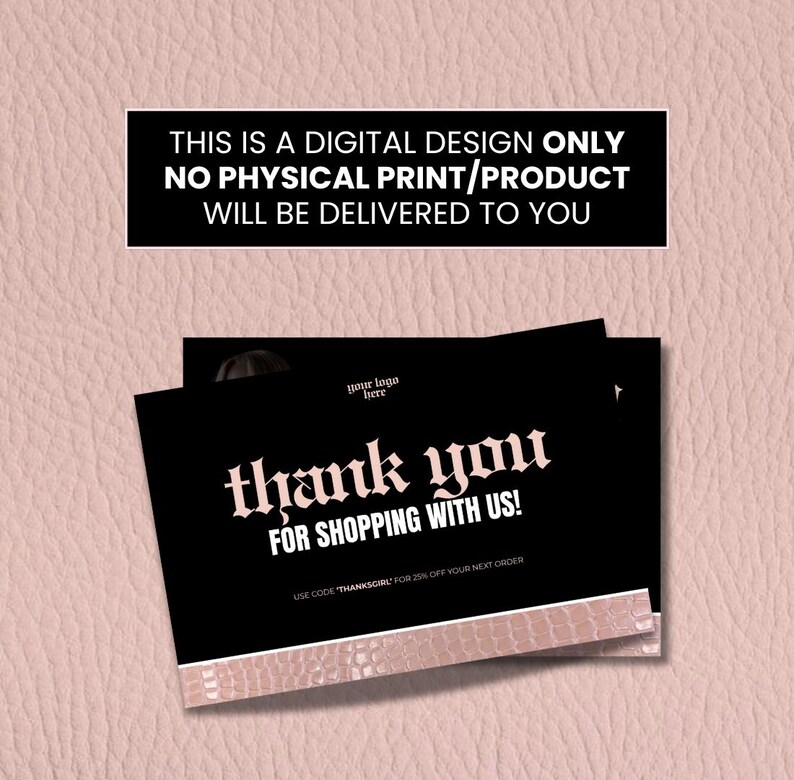 Editable Thank You Card Canva Template | Beauty Supplier Packaging Card | Printable Hair Vendor Thank You Card | Small Business Card Design image 5