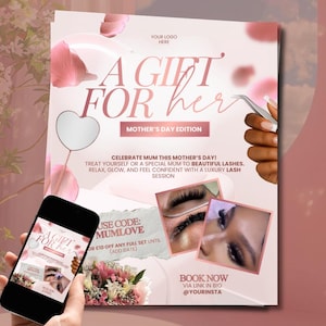 Editable Mothers Day Lash Flyer Template, Canva Lash Tech Instagram Promo Post, Lash Extension Salon Marketing Template Instant Download