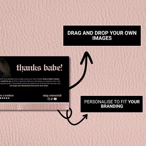 Editable Thank You Card Canva Template | Beauty Supplier Packaging Card | Printable Hair Vendor Thank You Card | Small Business Card Design image 7
