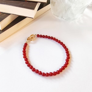 Minimalist Red Carnelian Bracelet, Natural Stone Dainty Bracelet, Red Gemstone Bracelet, Crystal Jewelry, Red Beaded Bracelet, Gifts for Her