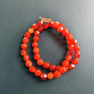 Red Carnelian Necklace, Carnelian Bead Necklace, Red Beaded Necklace, Red Stone Necklace for Women, Everyday Necklace