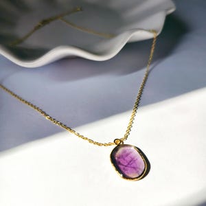 Amethyst Necklace, Chain Necklace with Healing Amethyst Pendants, Crystals Necklace, Boho Amethyst Necklace, Crystal Stone Pendant Necklace