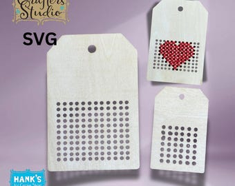 SVG Tag with Cross Stitch Holes, for Lasers