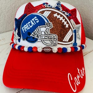 Football Mom Trucker Hat with Patches and Hat Chains: Game Day & Sports Apparel