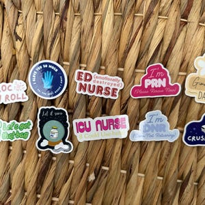 10 Nurse Sticker Pack | Funny Nurse Stickers, Gift For Nurses, ICU Nurse, Emergency Room Nurse, RN Sticker, Water Bottle Sticker Pack