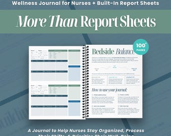 Nurse Wellness Journal & Report Sheets | Bedside Balance Journal: Progressive Care (3-4 Patients) | (Shift Planner, Brain Sheet, Nurse Gift)
