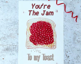 Jam art print, Raspberry jam humorous print, Toast digital print of a linocut design, 1st Anniversary gift, Thoughtful message