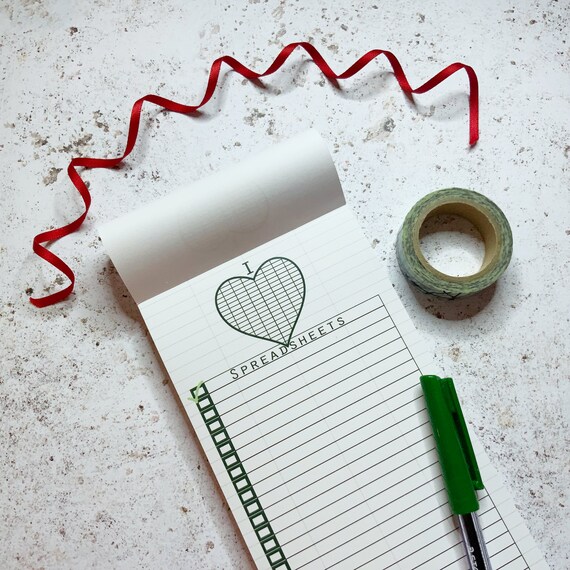 Spreadsheet To Do List Notepad - Accountant Gift Maths Teacher Gift - Daily Planner List Notebook - Recycled Paper