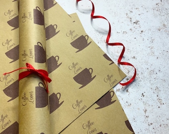 Coffee Lover Gift Wrap, Cup of Java A3 recycled gift wrap, java lover teacher gift, eco-friendly
