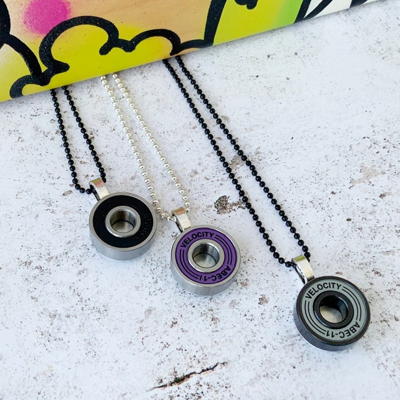 Roller derby fidget necklace - ball chain necklace skater gift - engineer gift mechanic gift roller skater