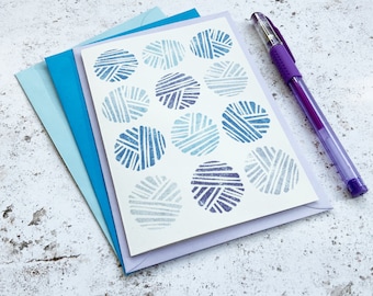 Yarn Ball Greetings Card: Lino Cut Print, Recycled Card