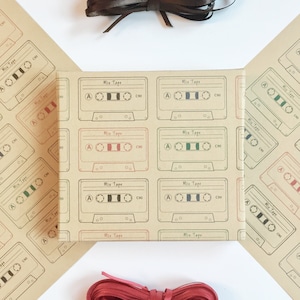 A4-cadeaupapier cassettebandje, cadeau voor muziekliefhebbers gerecycled cadeaupapier, cadeau muziekleraar, milieuvriendelijk