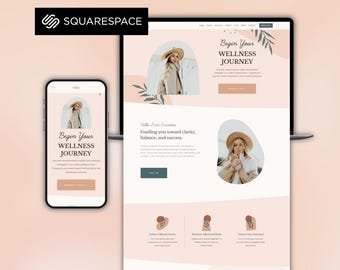 Squarespace Life Coach and Therapist Website Template | Wellness & Coaching Business Template | Elegant Minimal Boho Design