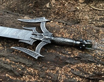 バイキングソード ダマスカス鋼、手作りの蛮族の剣、ユニークな北欧の