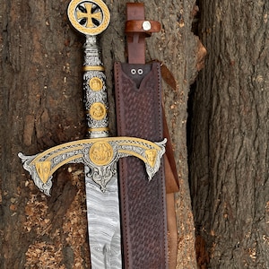 VIKING SWORD Damascus steel, Handmade Barbarian sword, Unique Norse sword, Collector's blade with sheath, fathers day Replica Master sword. image 10