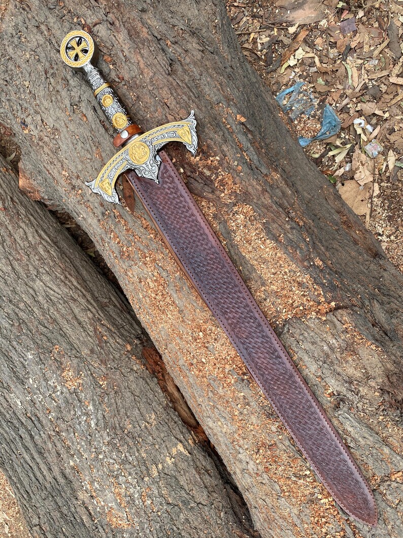 VIKING SWORD Damascus steel, Handmade Barbarian sword, Unique Norse sword, Collector's blade with sheath, fathers day Replica Master sword. image 11