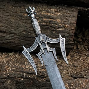 Damascus Sword, Viking Sword, Hand Forged Sword, Long Sword, Sword, Half-Tang Fantasy Sword, Larp Sword, Groomsmen Gift, Birthday Gift USA.