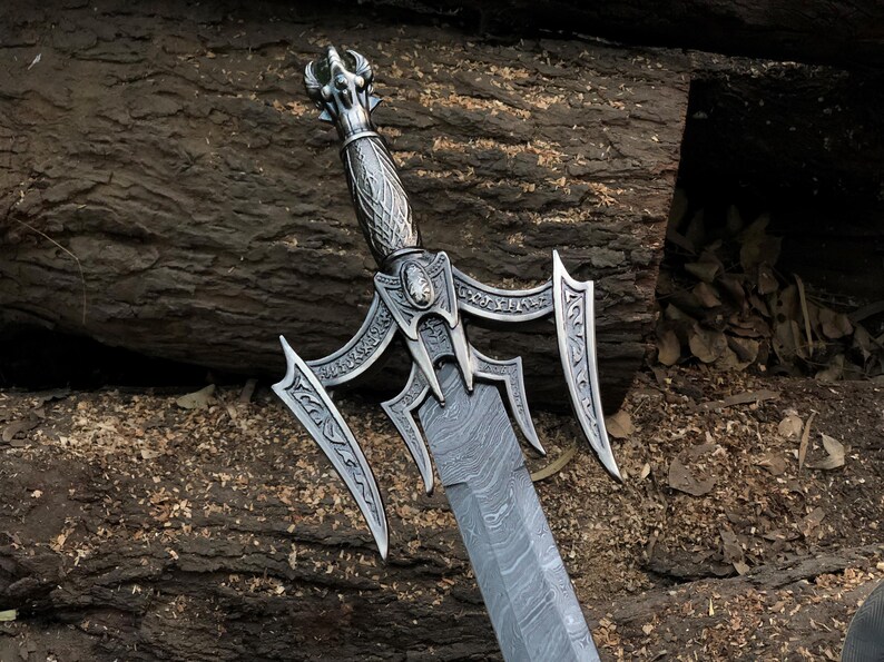 Damascus Sword, Viking Sword, Hand Forged Sword, Long Sword, Sword, Half-Tang Fantasy Sword, Larp Sword, Groomsmen Gift, Birthday Gift USA.