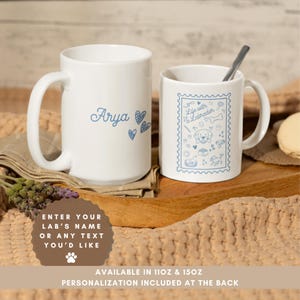 Personalized Labrador Mug, Life with a Labrador, Custom Dog Name Mug, Gift for Dog Mom or Dad, Cute Lab Doodle Stamp Cup