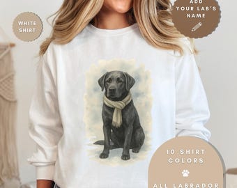 Anthrazit Labrador Winter Sweatshirt, personalisierte Aquarell Komfort Farben Rundhalsausschnitt