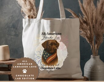 Personalized Chocolate Lab Tote Bag: Patriotic Dog Mom Gift