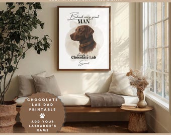 Arte personalizado de papá labrador chocolate, nombre personalizado para perro (descarga digital)