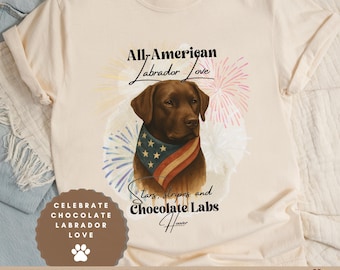 All-American Chocolate Labrador Shirt: Personalisierbares 4. Juli Comfort Colors Cotton Tee
