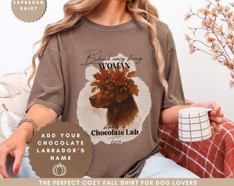 Chocolate Lab Mom Shirt: Personalized Fall Floral Comfort Colors Tee
