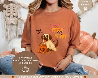 Chocolate Labrador Halloween Shirt: Trick or Treat Dog Tee, Personalized Spooky Season Gift