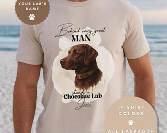 Personalisiertes Chocolate Labrador Dad Shirt: Comfort Colors Baumwoll T-Shirt, Größe S-3XL