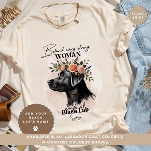 Custom Black Lab Shirt, Floral Dog Mom Gift, Comfort Colors Tee, Personalized Labrador Retriever Shirt, Watercolor Pet Portrait Shirt