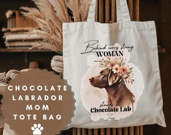 Personalized Chocolate Lab Mom Tote Bag: Watercolor Dog Design