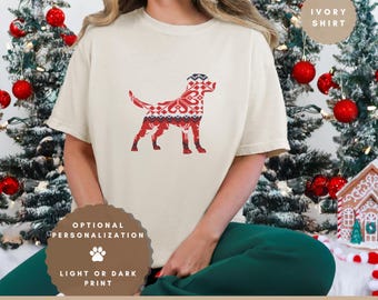 Labrador Weihnachtshemd: Personalisierbares Nordic Knit Dog Lover Comfort Colors Tee