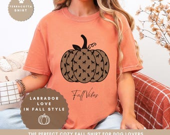 Camiseta de calabaza de otoño para labrador: camiseta cómoda y con colores reconfortantes para mamás de perros