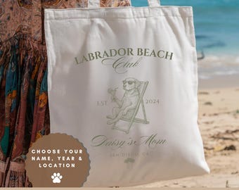 Sacola personalizada do Labrador Beach Club: presente personalizado para amantes de cães
