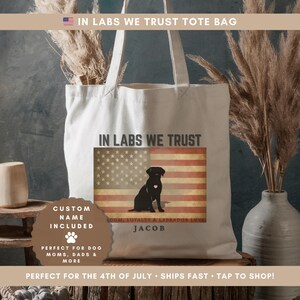 Personalized Labrador Tote Bag: Patriotic USA Flag Dog Mom Gift
