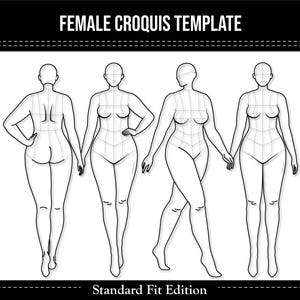 Female Croquis Template: Fashion Design Figure, Printable PDF (A4/US Letter)