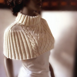 Women's Shrug Cape Shoulder Warmer Mini Poncho Hand Knit Sweater Many Colors available image 1