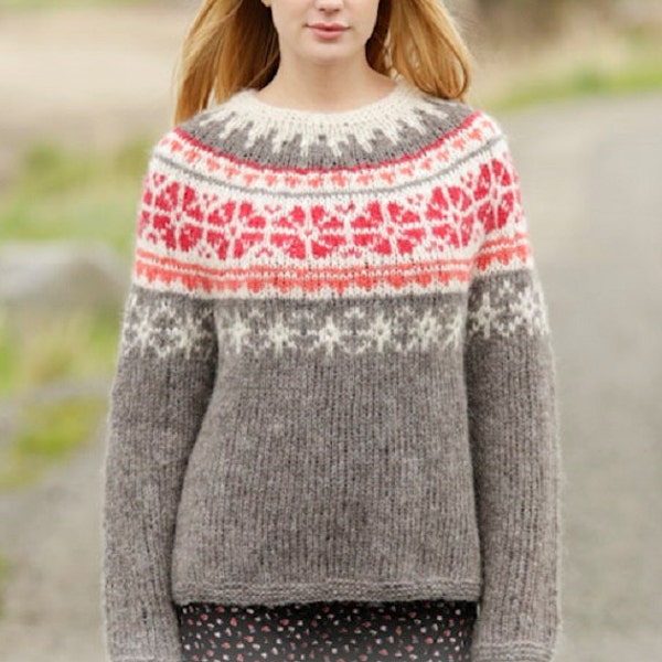 Damen stricken Fair Isle Pullover bunte Hand gestrickte Pullover, verschiedene Farben erhältlich