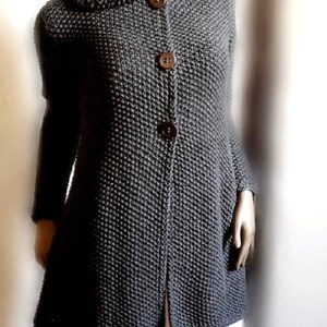 Women's hand knit sweater Knit coat Merino wool cardigan coat Handmade Sweater Knitted Jacket Custom Color Natural Fiber Knitwear image 4