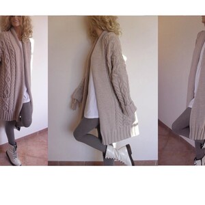 Women's Cable Knit Sweater, Knitted Alpaca and Wool Cardigan, Many colors available image 2