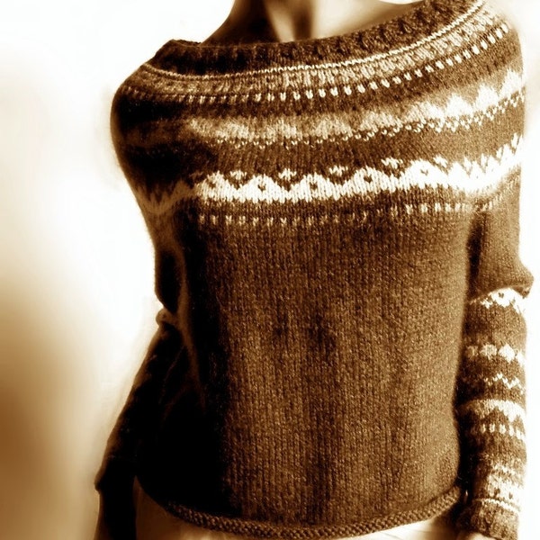 Fair Isle multicolored Hand Knit Pullover Norvegian sweater