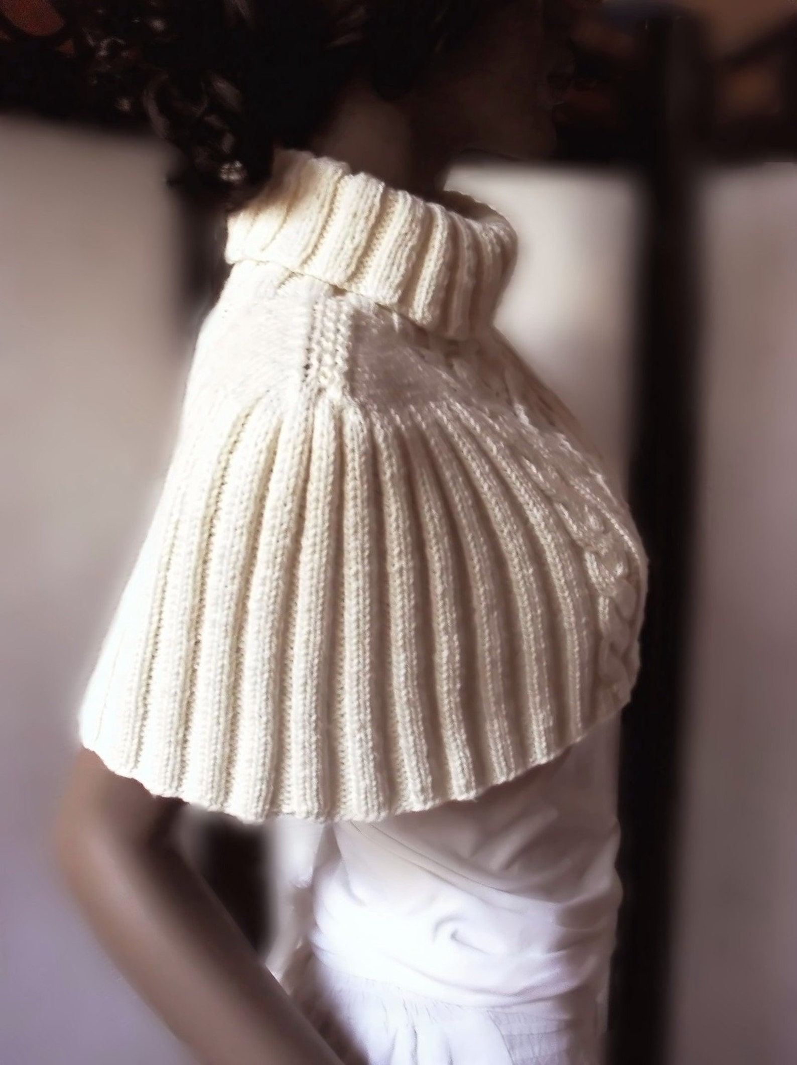 Women's Shrug Cape Shoulder Warmer Mini Poncho Hand Knit Etsy
